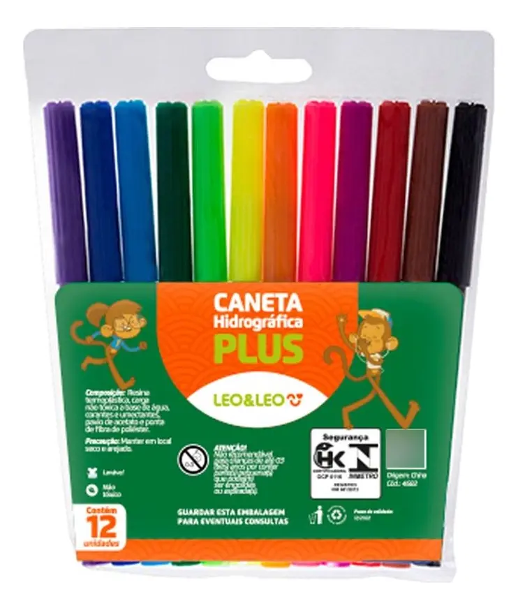 12 Kit De Caneta Hidrográfica Leo E Leo Com 12 Cores